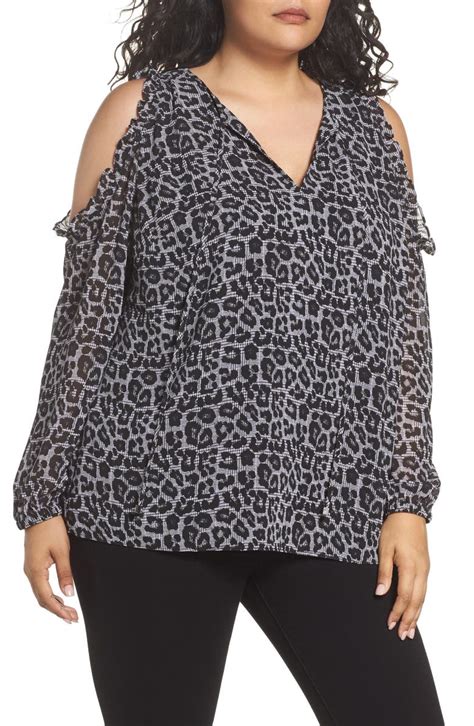 MICHAEL Michael Kors leopard print cold shoulder top S